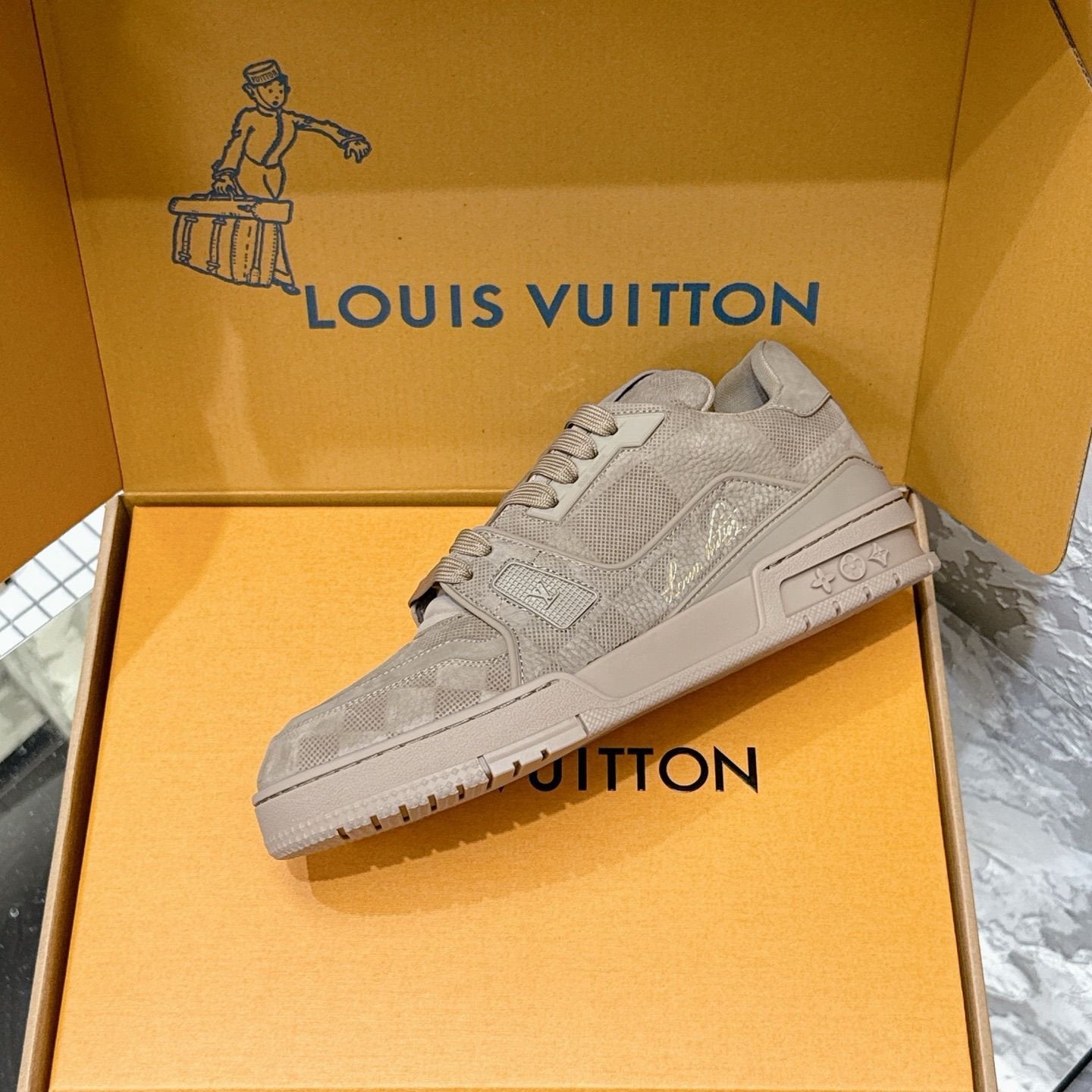Louis Vuitton Trainer Suede Mocha Brown