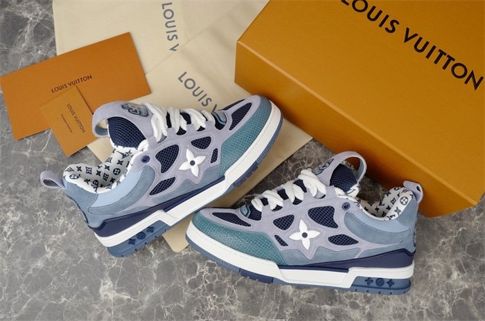 Louis Vuitton Skate Suede Blue White