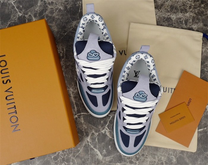 Louis Vuitton Skate Suede Blue White