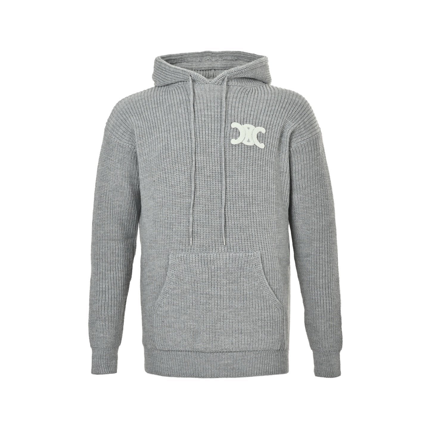 Celine Logo-Appliqued Ribbed Wool In Grey Relaxed Fit