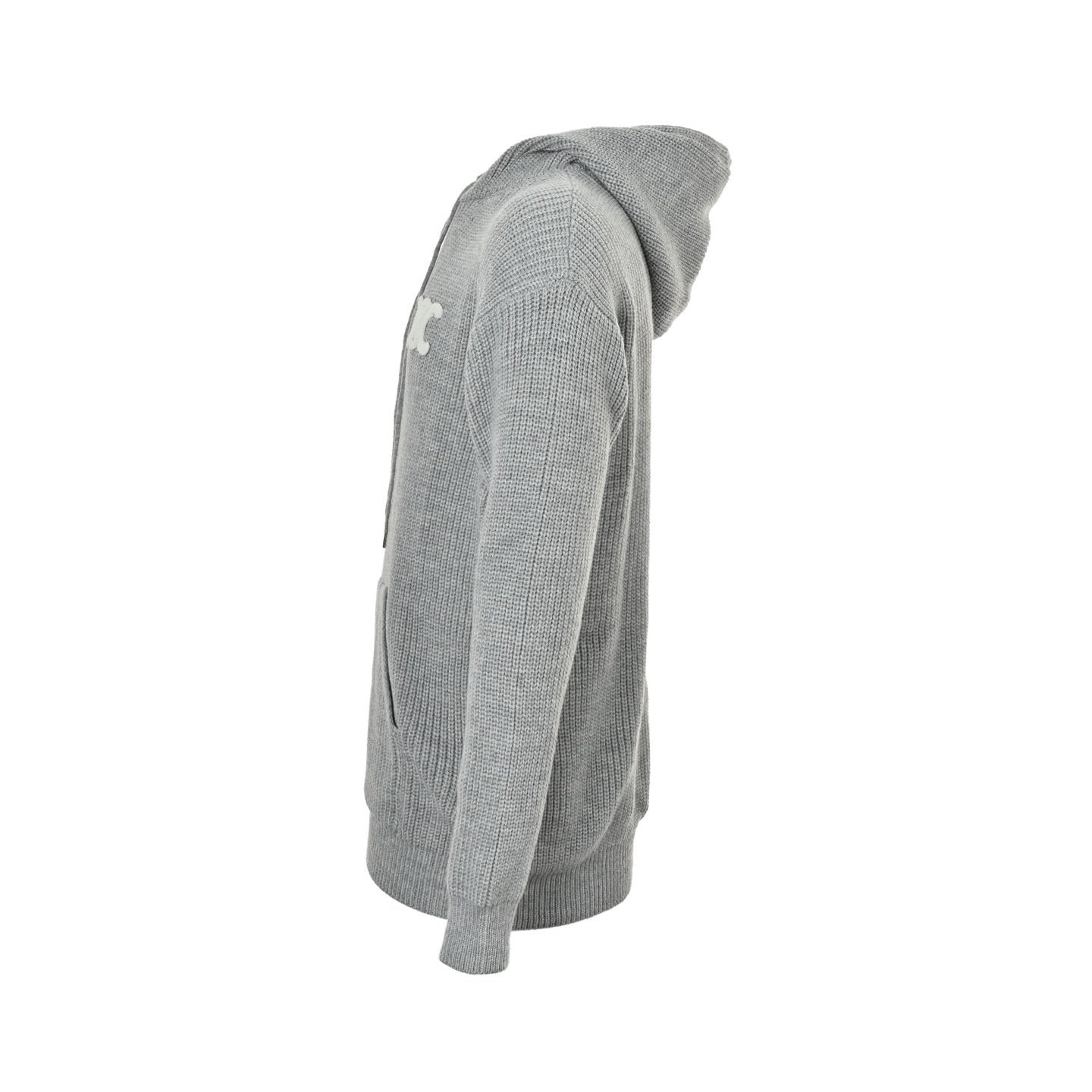 Celine Logo-Appliqued Ribbed Wool In Grey Relaxed Fit