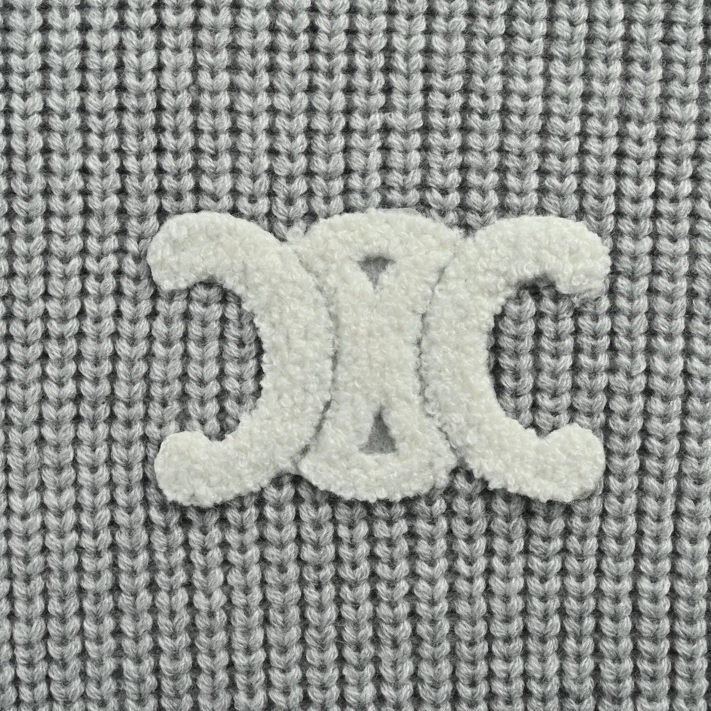 Celine Logo-Appliqued Ribbed Wool In Grey Relaxed Fit