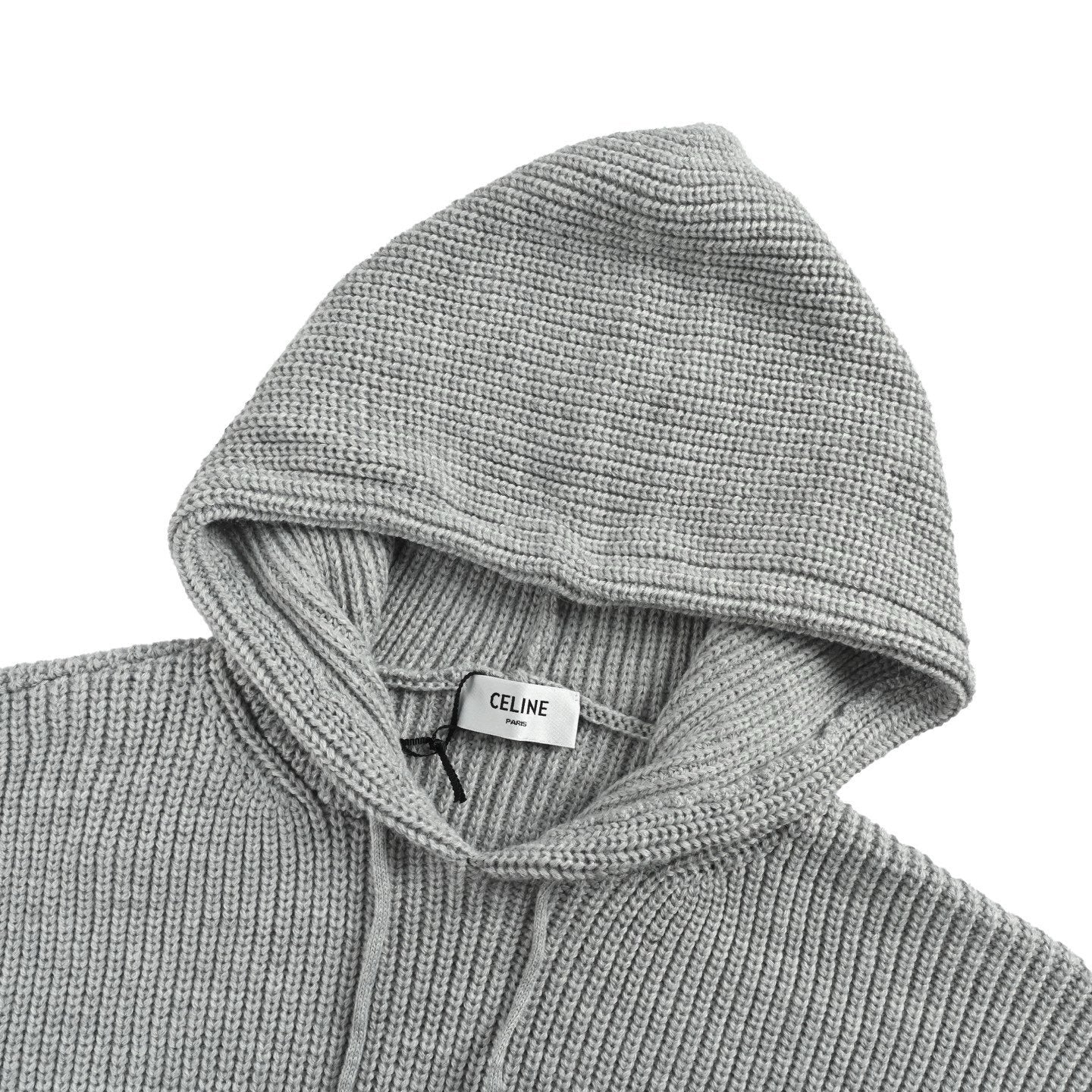 Celine Logo-Appliqued Ribbed Wool In Grey Relaxed Fit