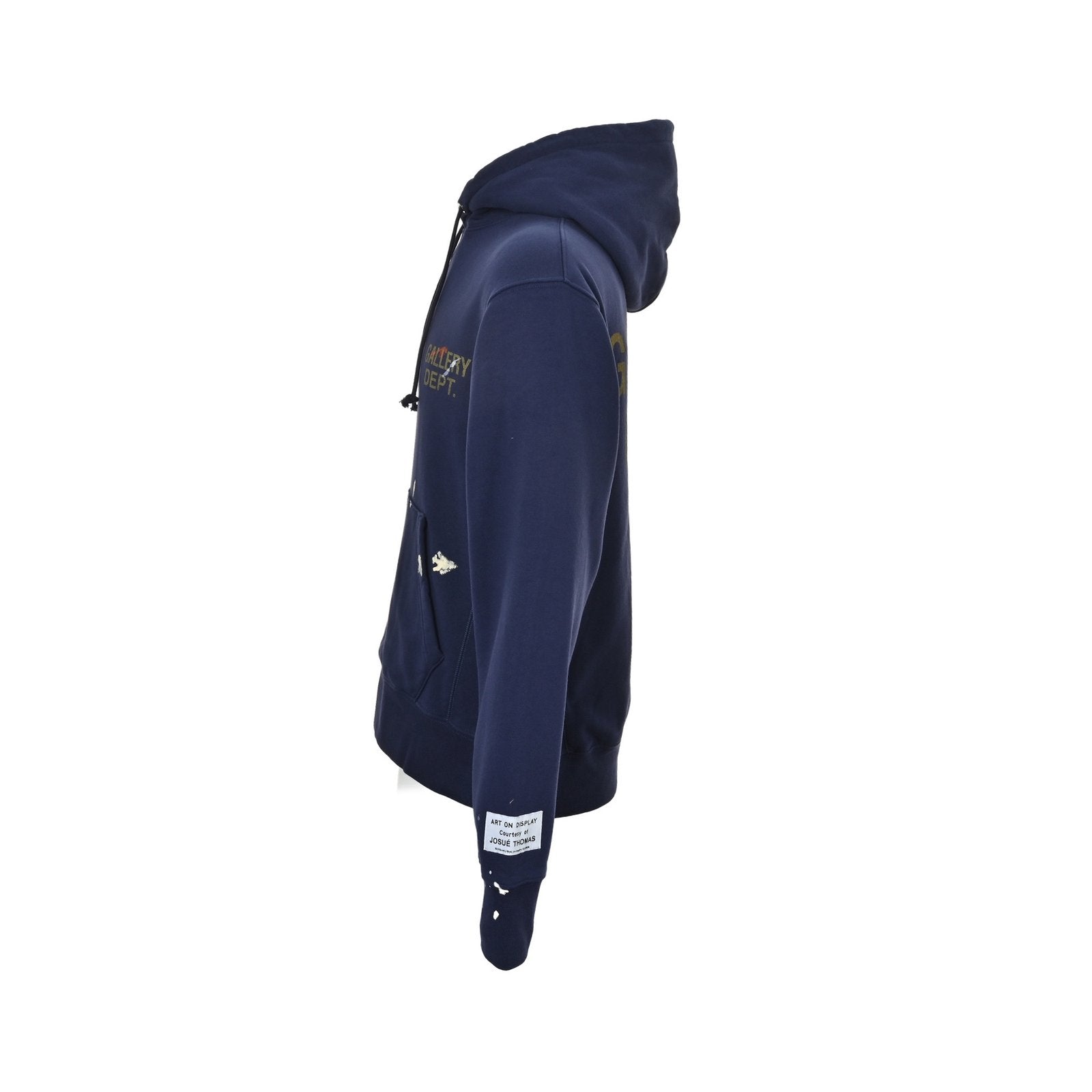 GALLERY DEPT. Logo Print Paint-Splattered Cotton Hoodie Navy