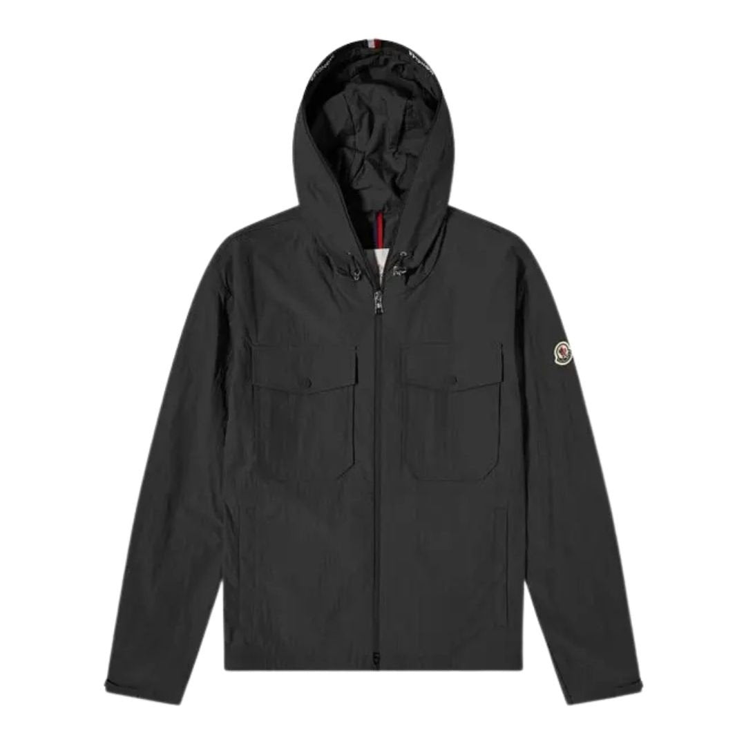 Moncler Plessur Crinkle Nylon Jacket In Black