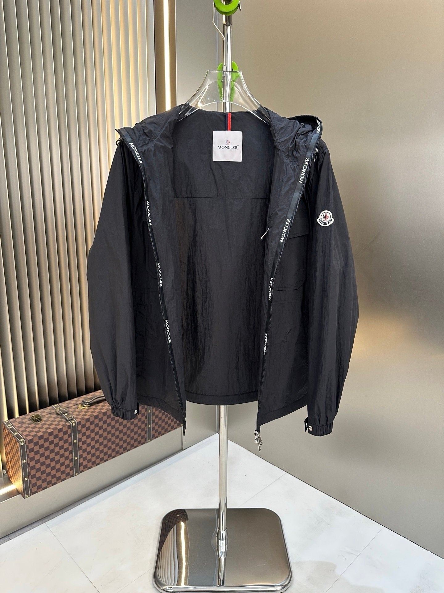 Moncler Plessur Crinkle Nylon Jacket In Black