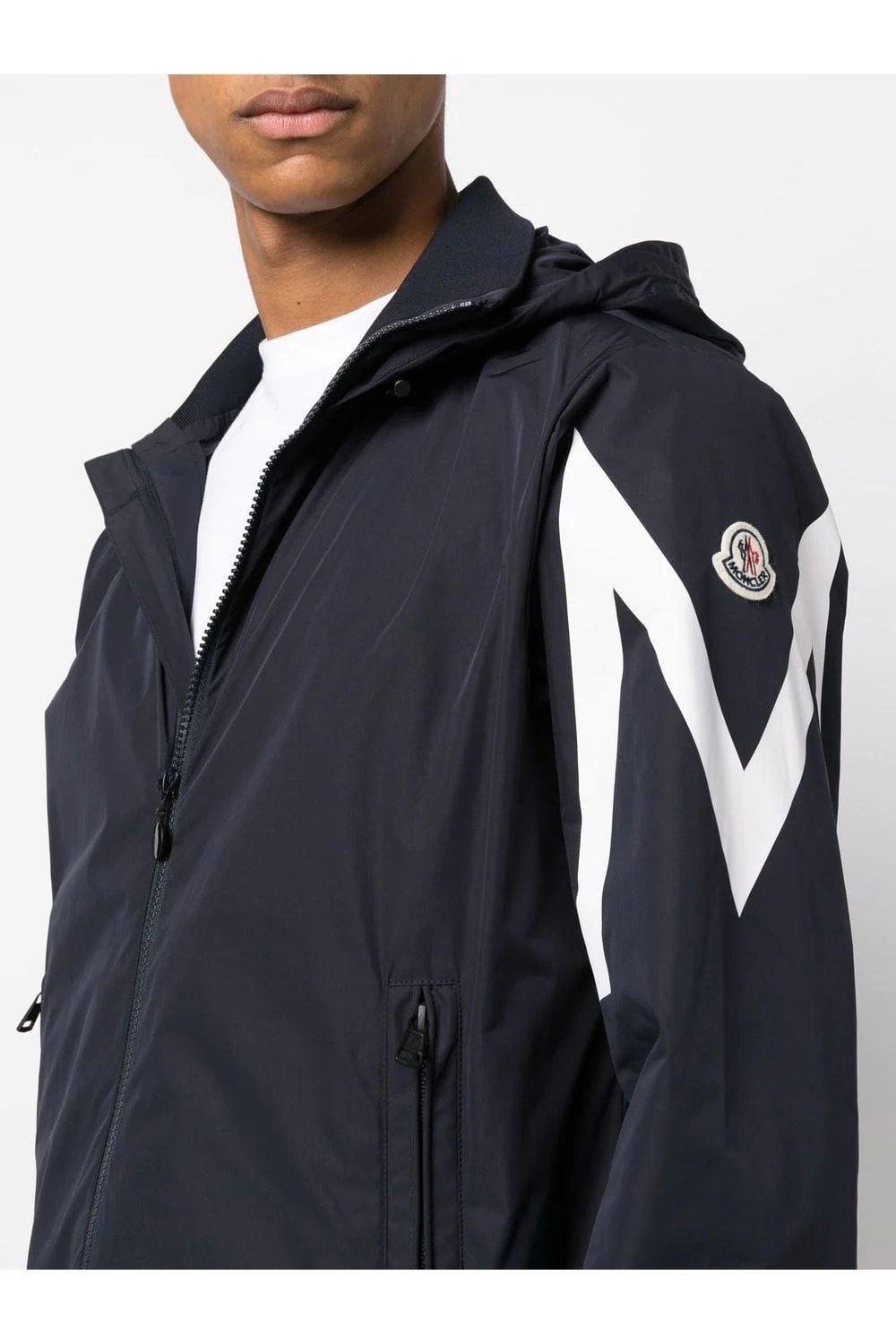 Moncler Fetuque Hooded Windbreaker In Navy