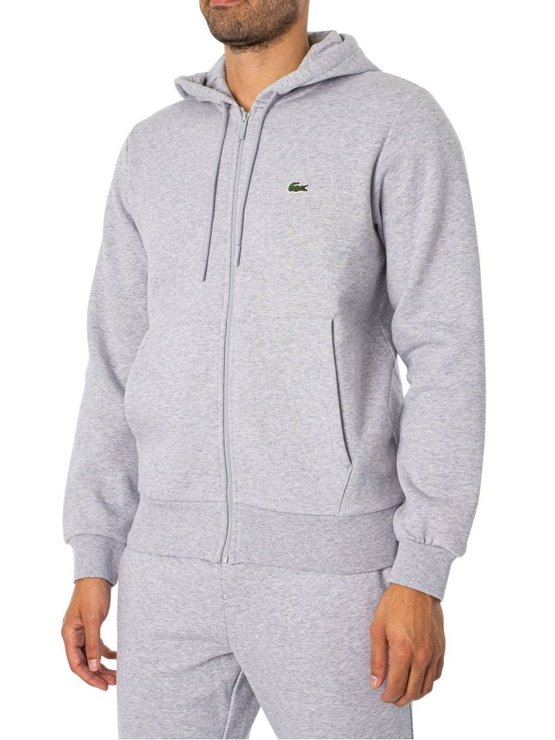 Lacoste Zip Hoodie Tracksuit In Grey