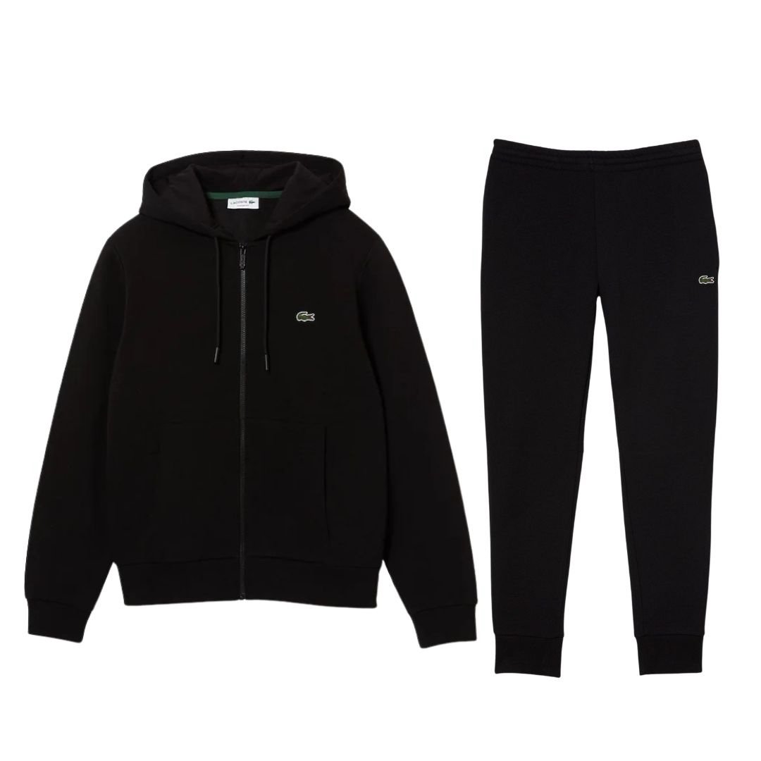 Lacoste Zip Hoodie Tracksuit In Black