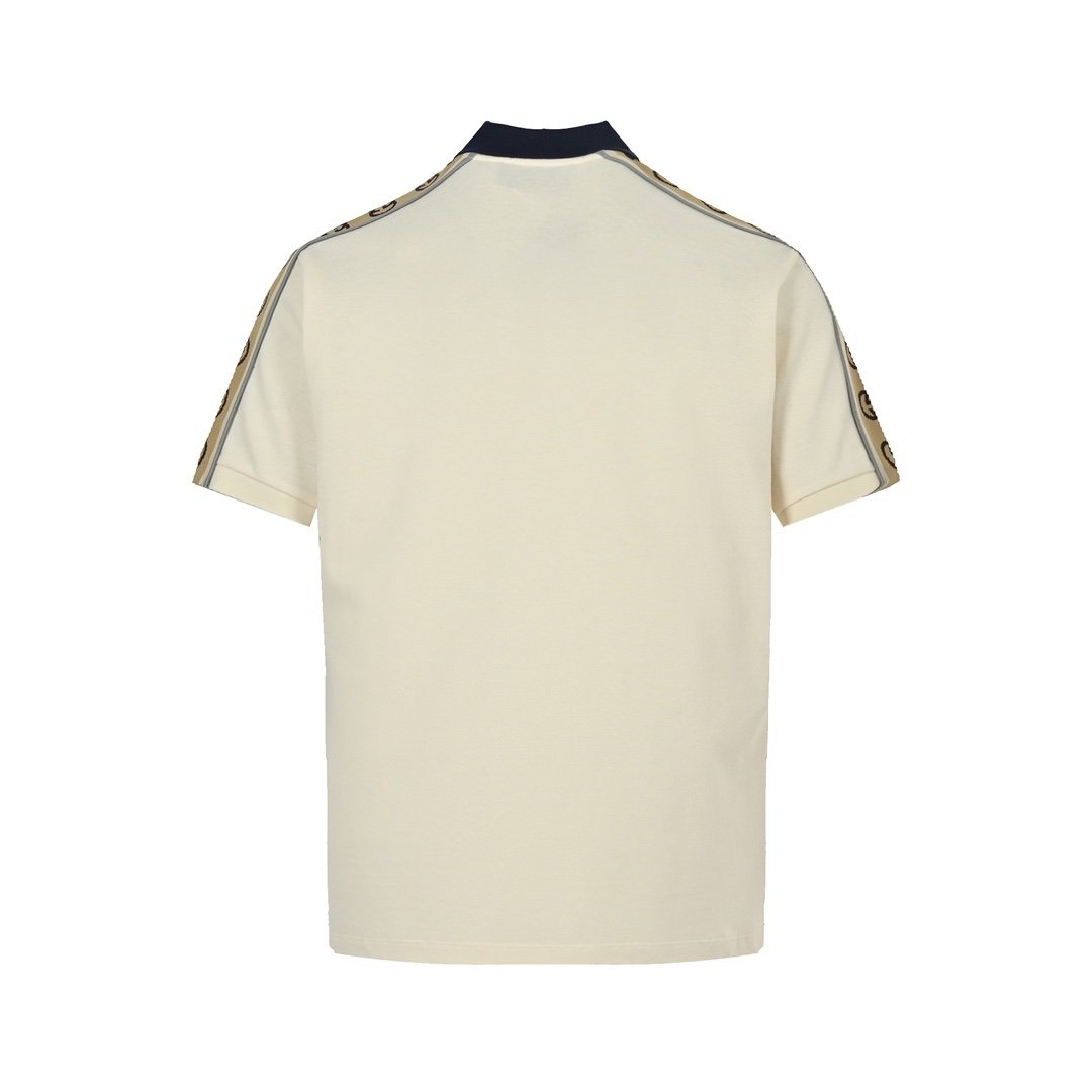 Gucci Taped White Cotton Polo Shirt