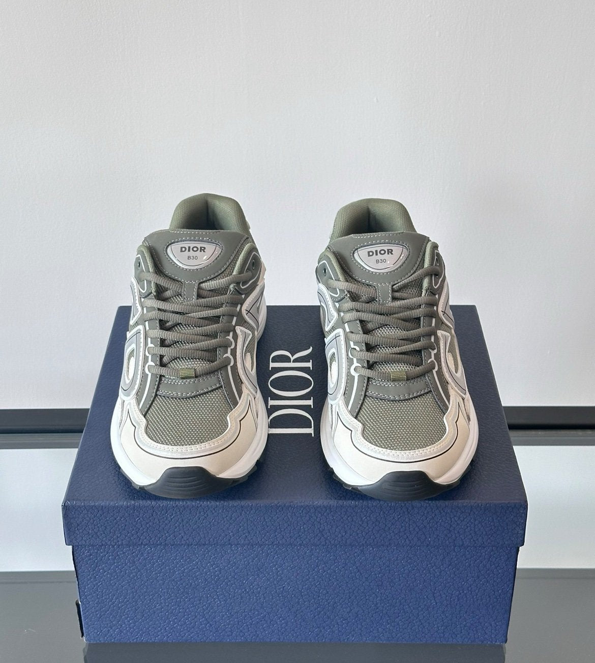 Dior B30 Reflective Olive Green White