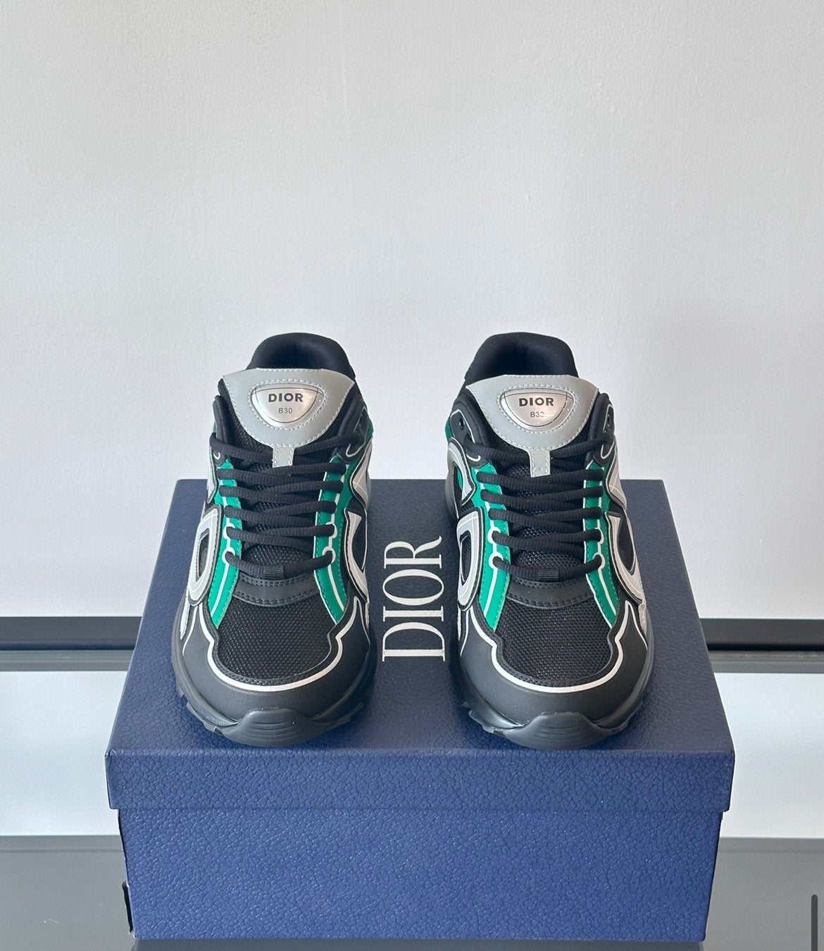 Dior B30 Reflective Green/Black Silver Grey