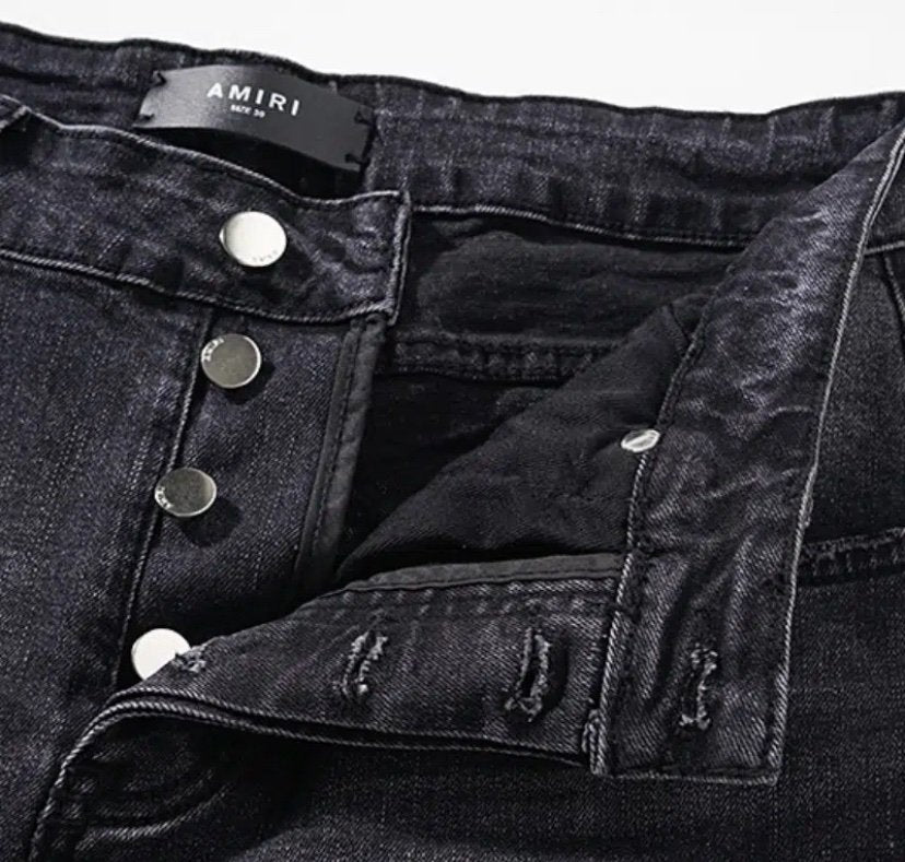 Amiri Grey Logo Jeans Black Slim Fit