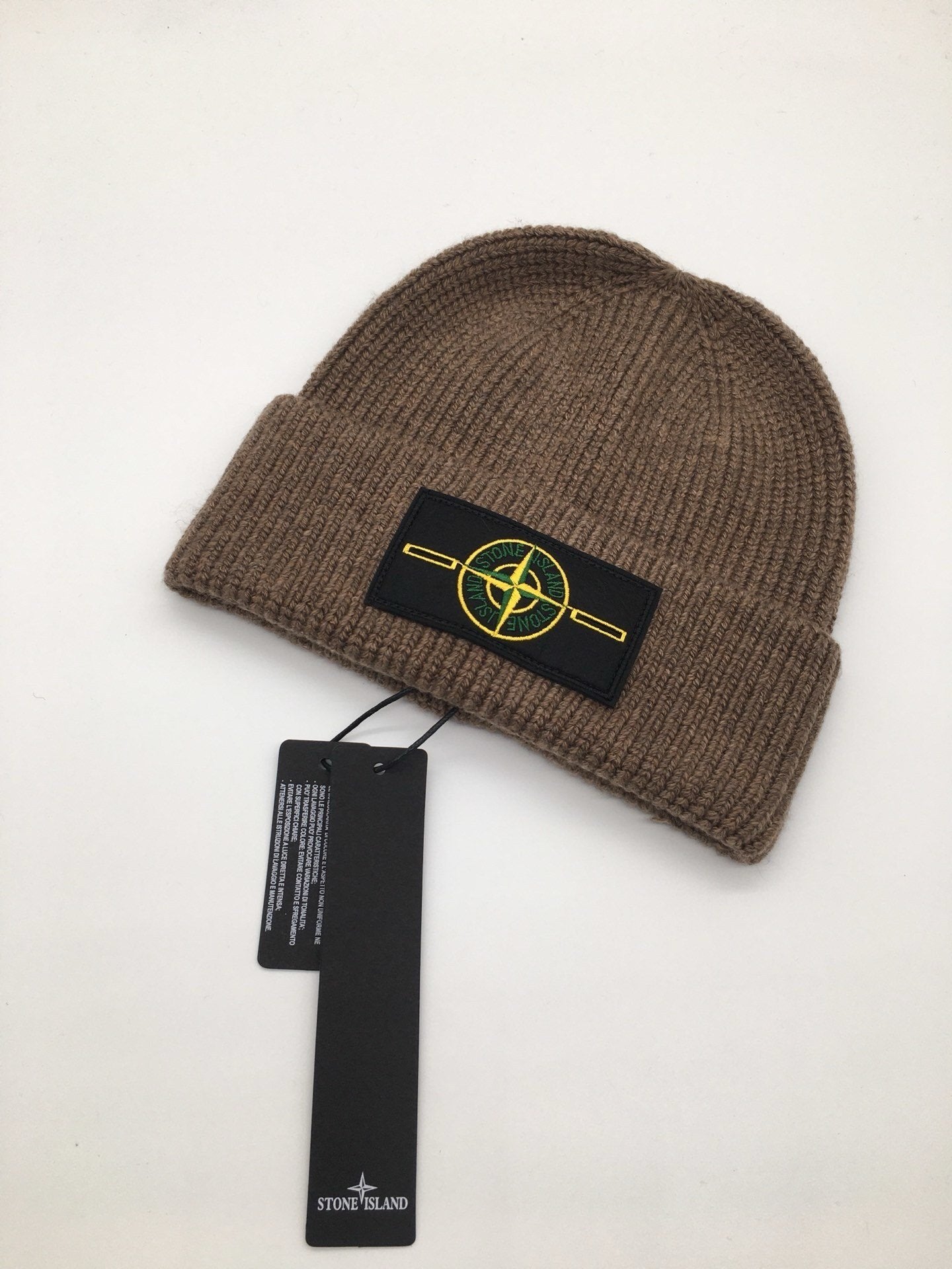 Stone Island Logo Patch Wool Beanie
