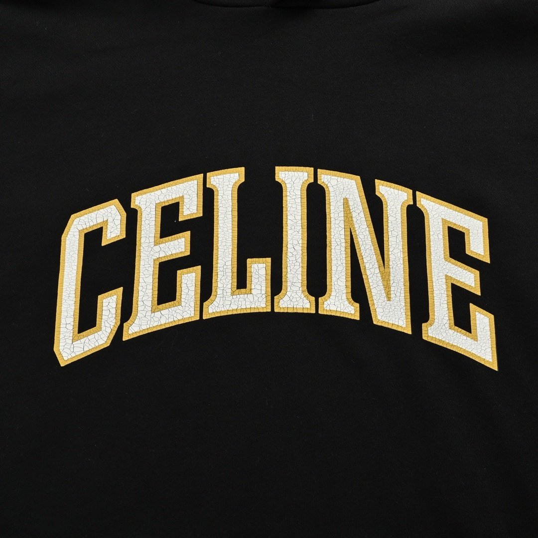 Celine Loose Hoodie In Cotton Fleece Black