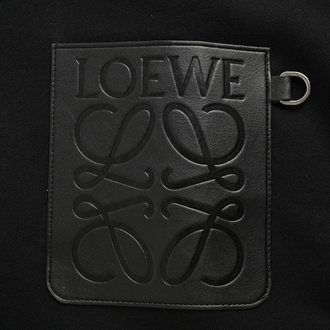Loewe Anagram Leather Patch Cotton Hoodie Black