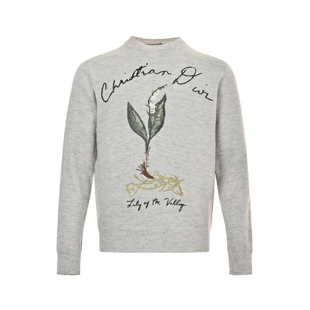 Dior Lily Of The Valley Knit Grey Sweater