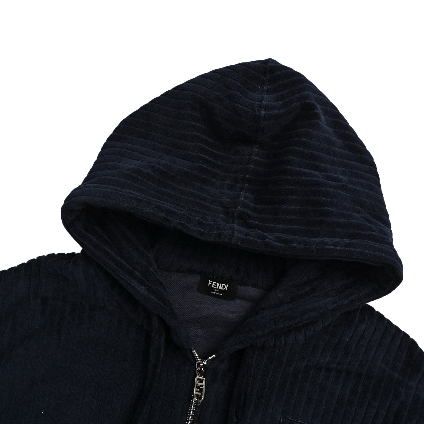 Fendi Zipped Hoodie Fabric Blue