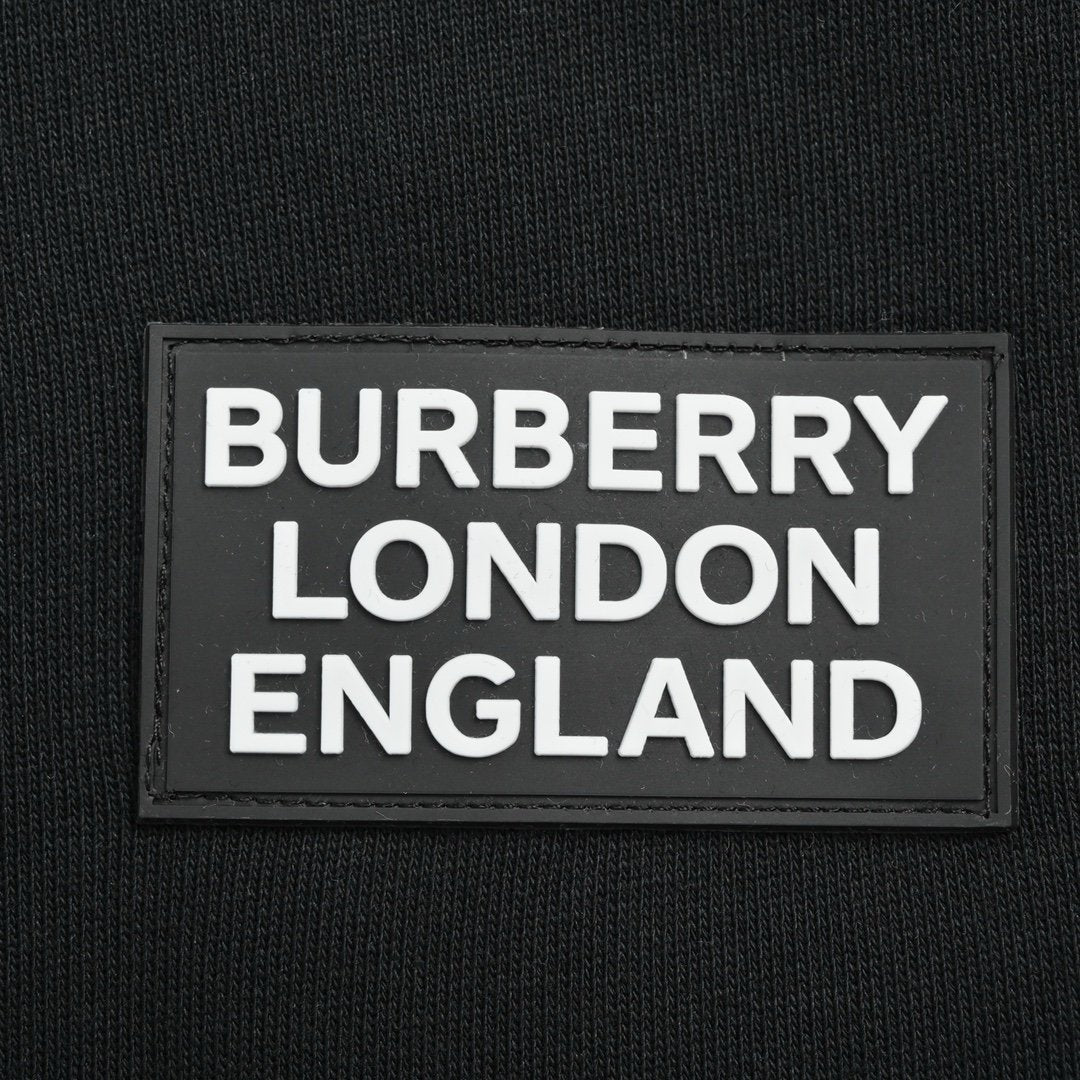 Burberry Letter Graphic Cotton Blend Zip Hoodie Black