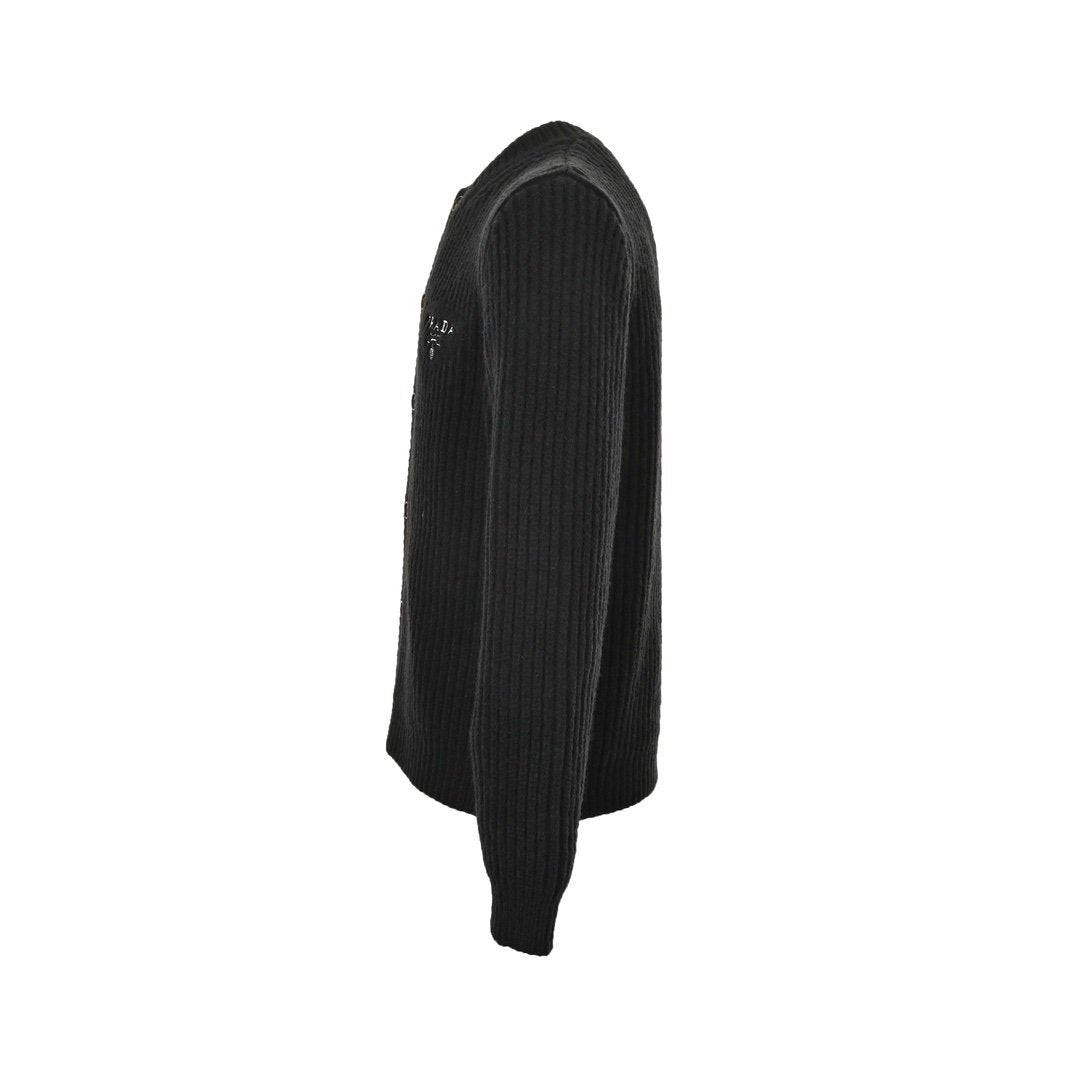 Prada Knitted Wool Cardigan Black