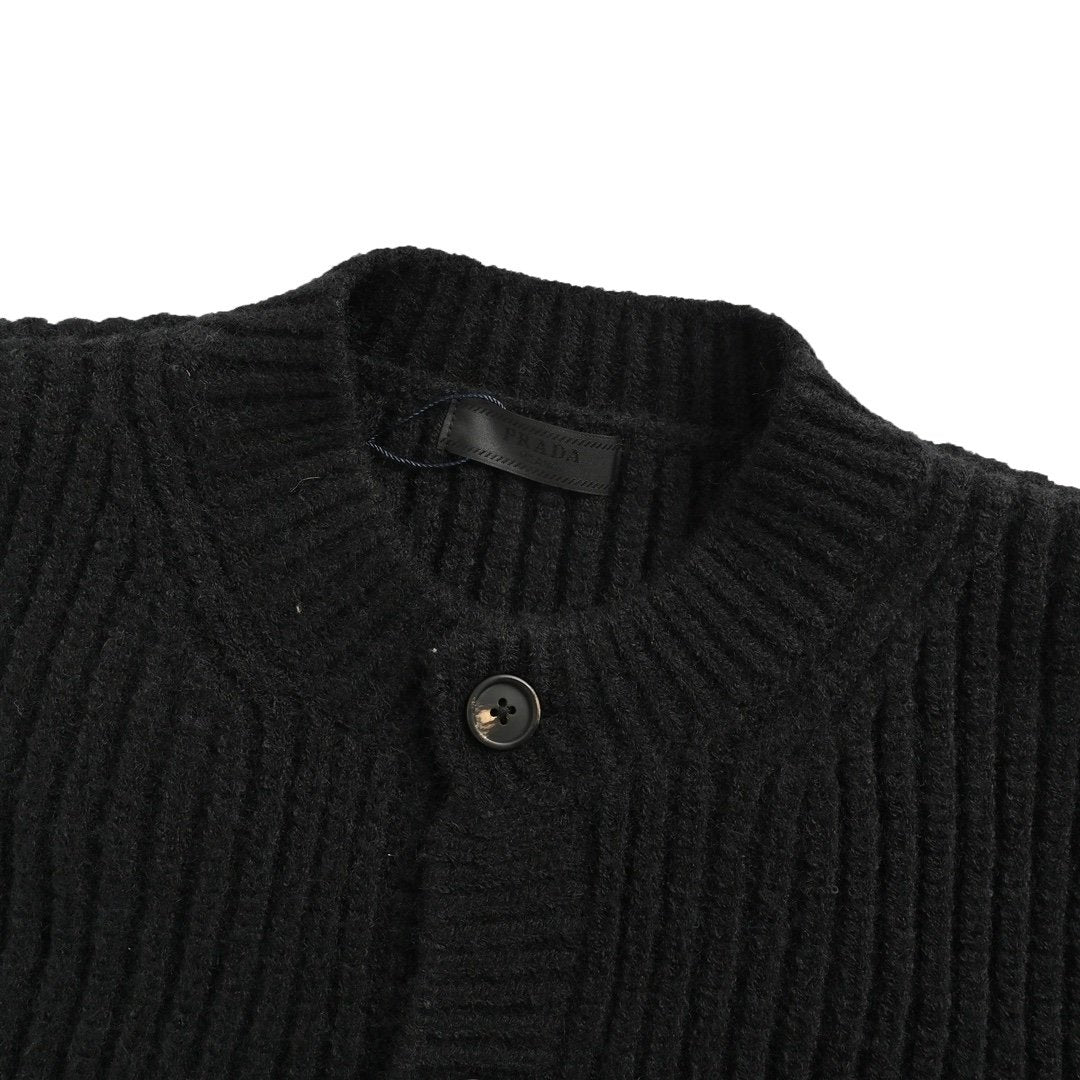 Prada Knitted Wool Cardigan Black