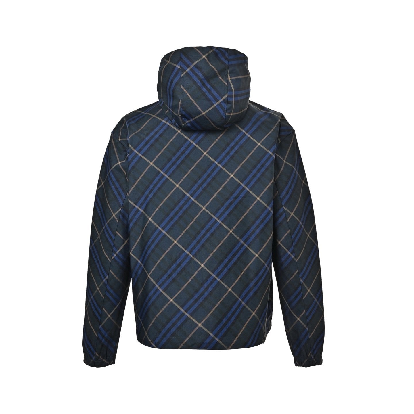 Burberry Checked Windbreaker In Blue