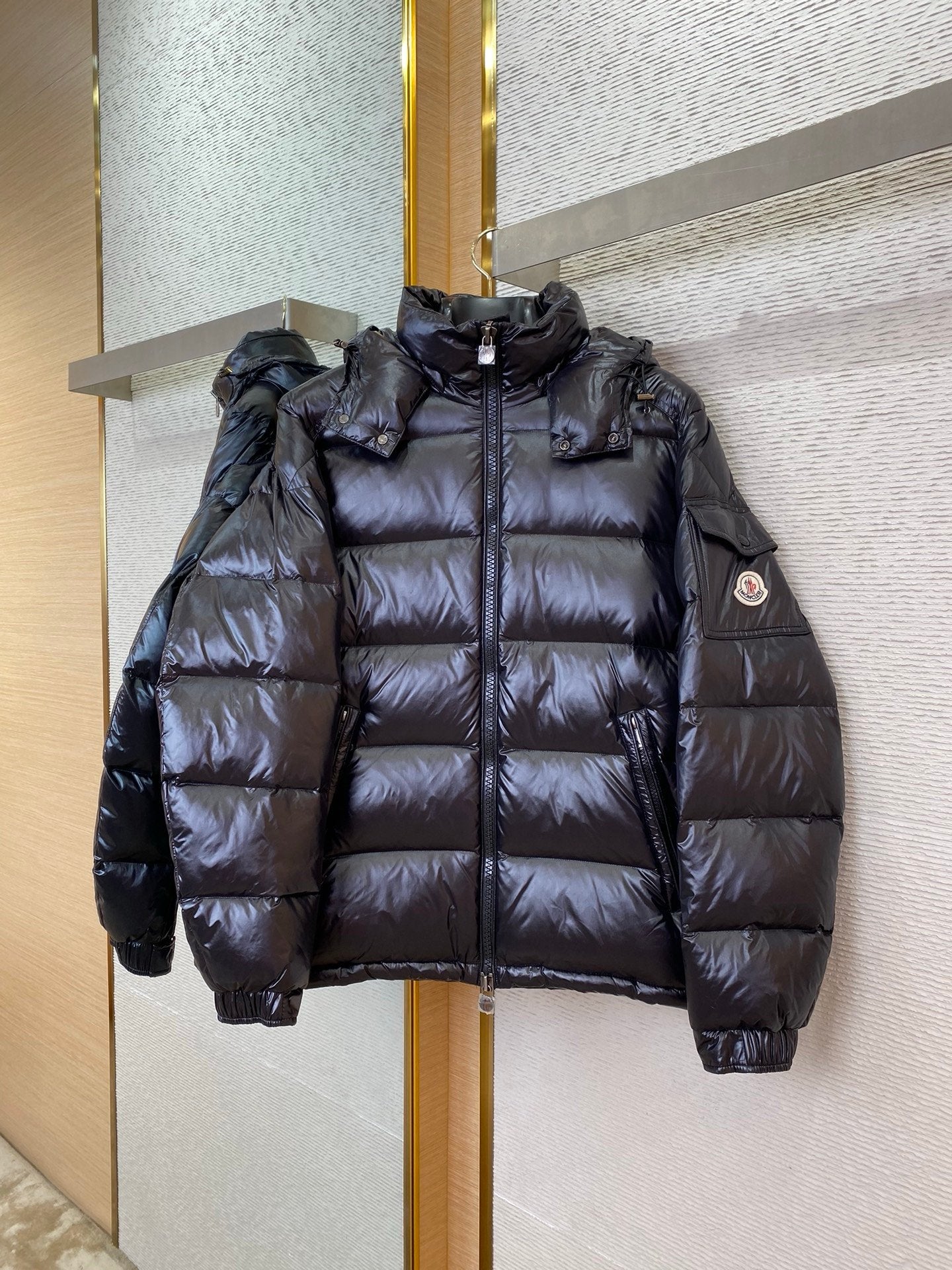 Moncler Maya Hooded Down Jacket Black