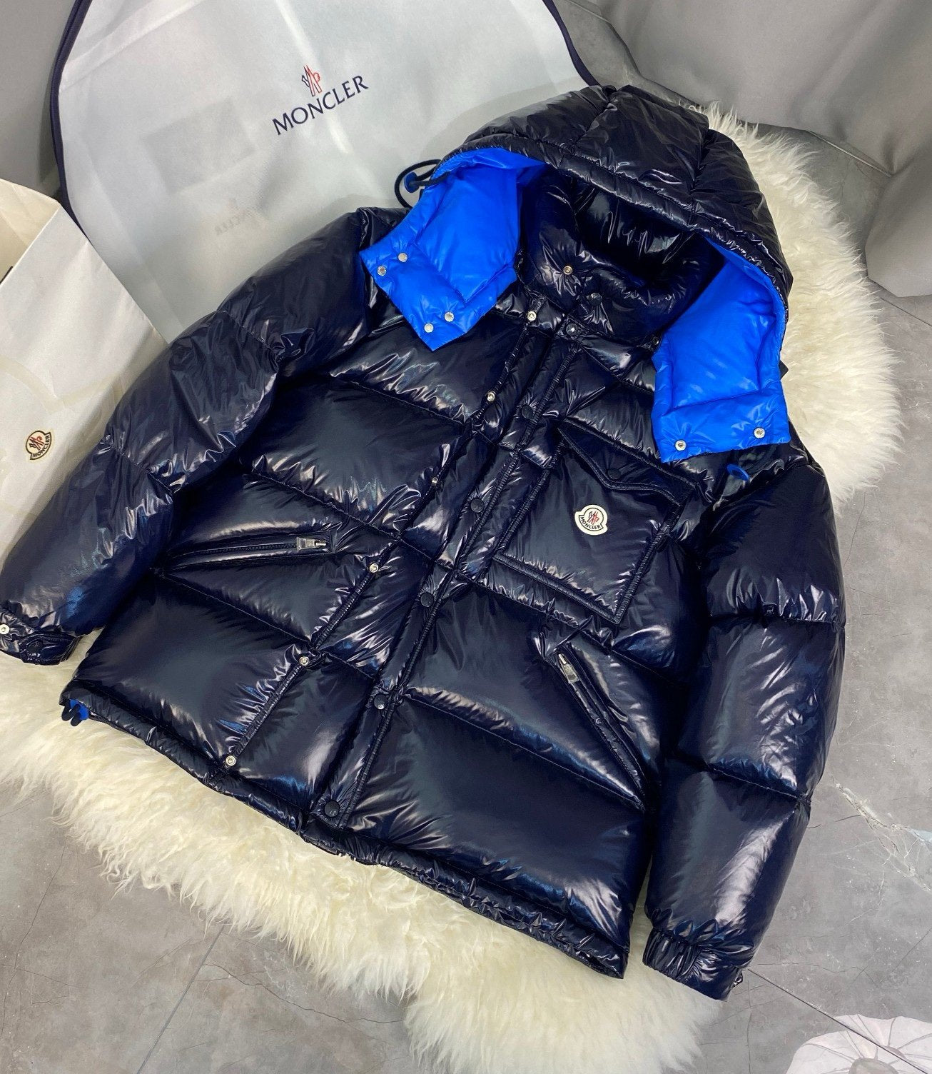Moncler Karakorum Ripstop Hooded Down Jacket Navy Blue