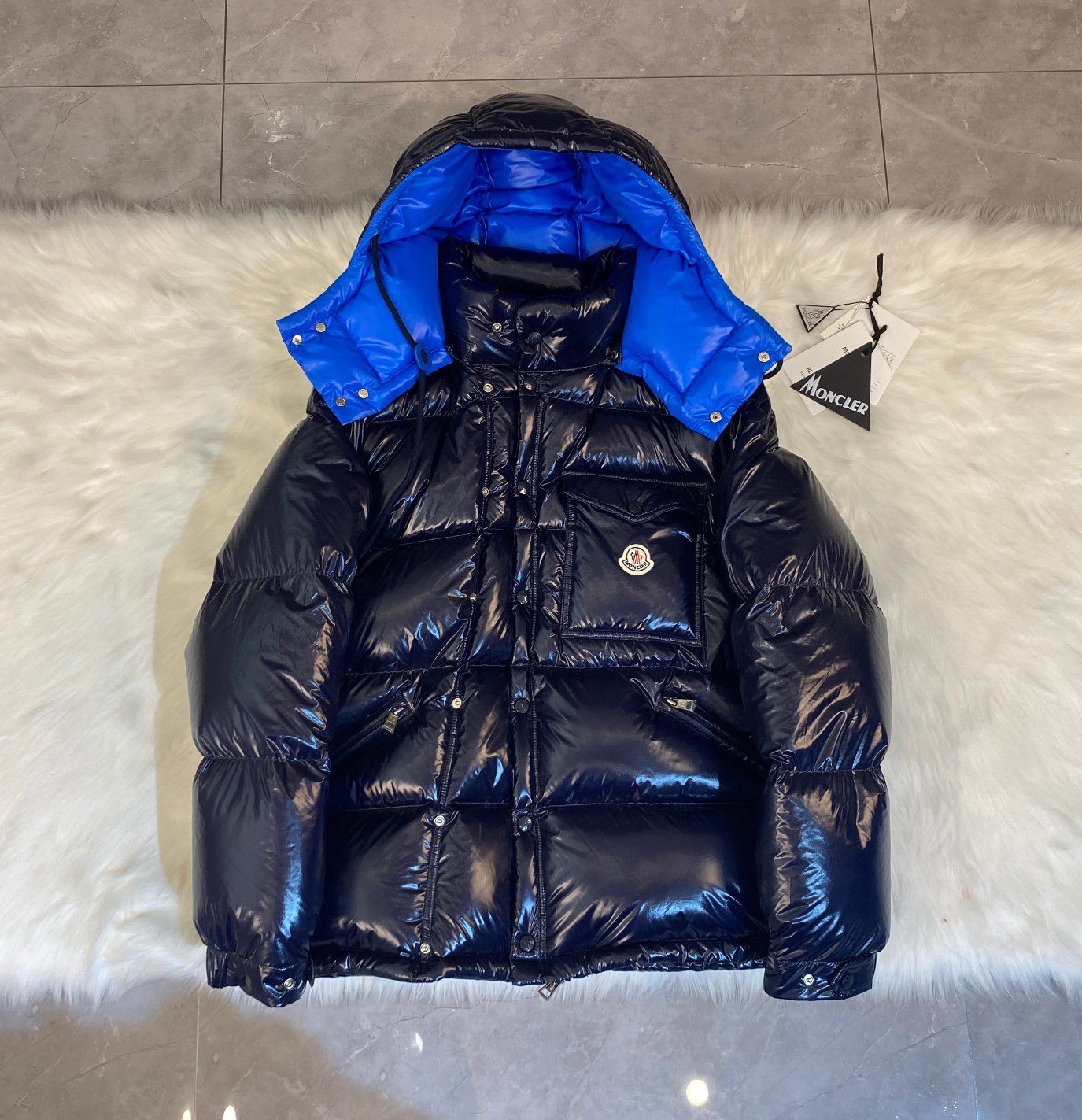 Moncler Karakorum Ripstop Hooded Down Jacket Navy Blue