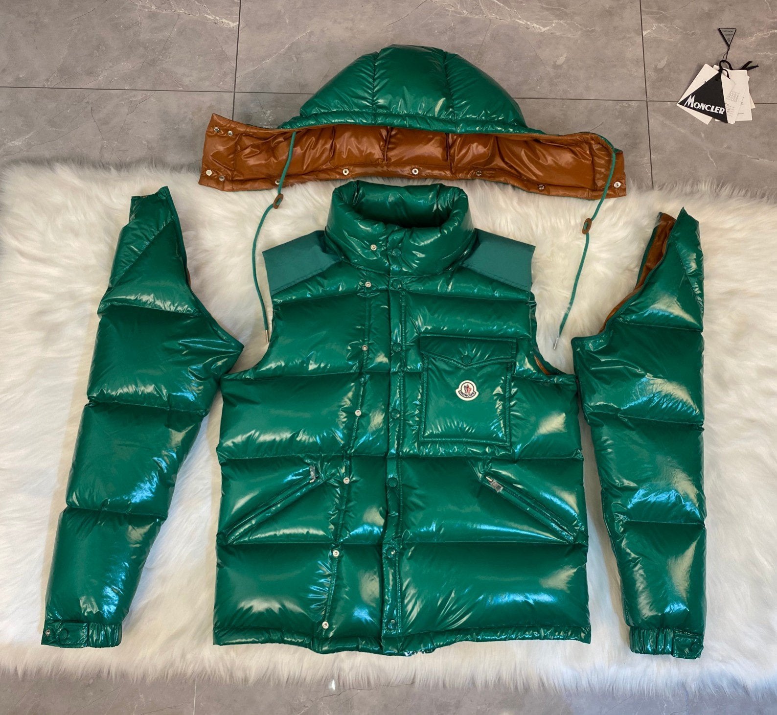 Moncler Karakorum Ripstop Hooded Down Jacket Green
