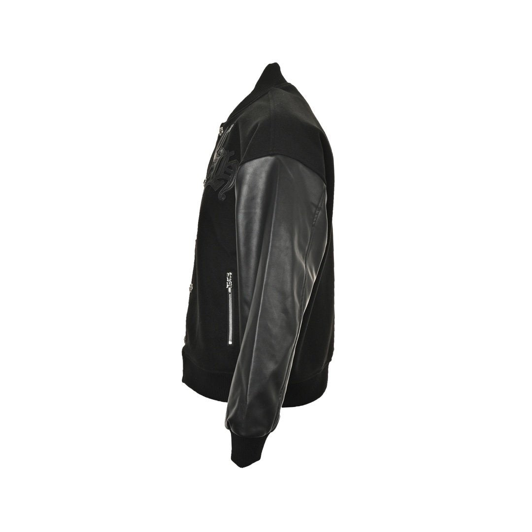 Chrome Hearts Letterman Varsity Cross Patch Jacket Black