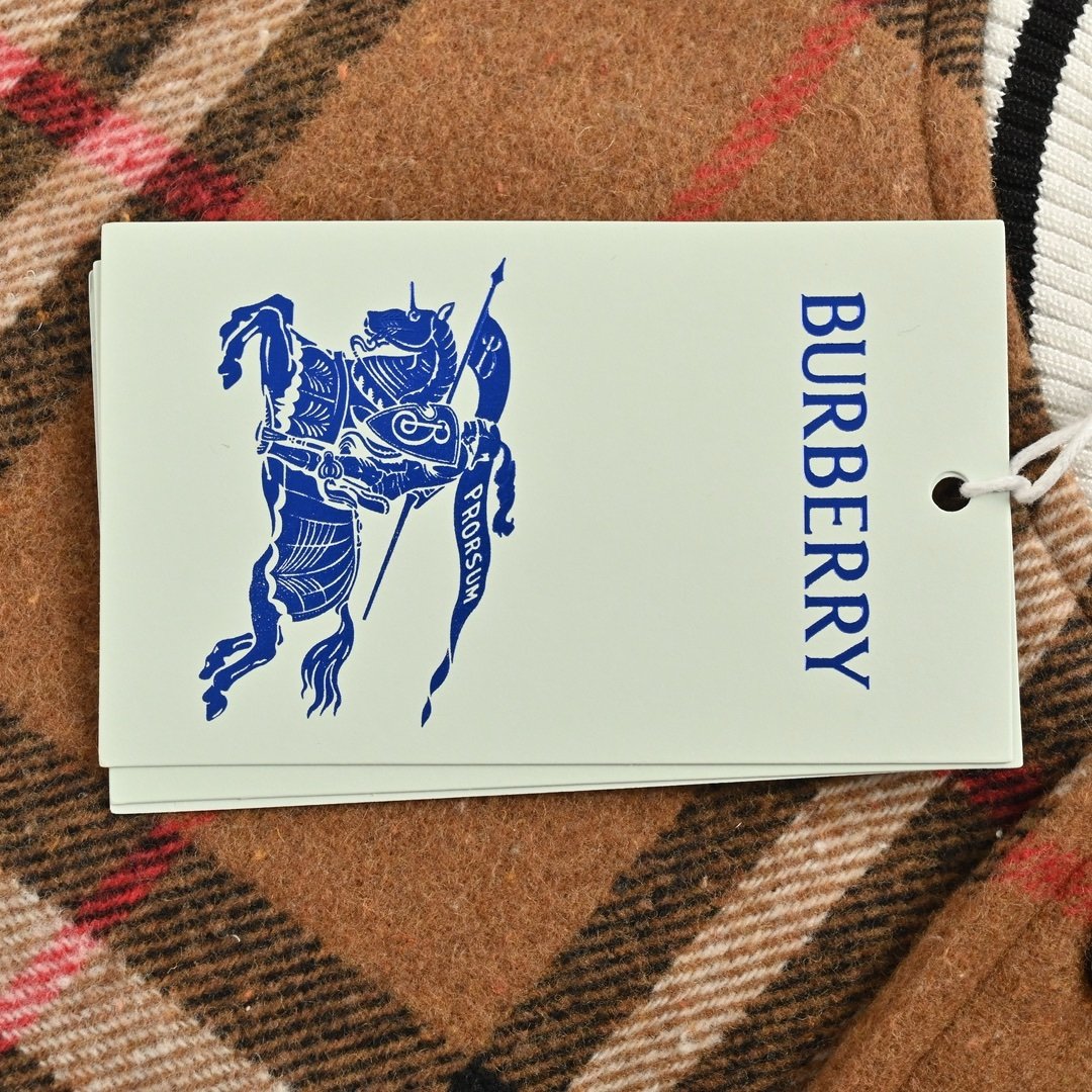 Burberry Checked Leather Sleeve Bomber Jacket
