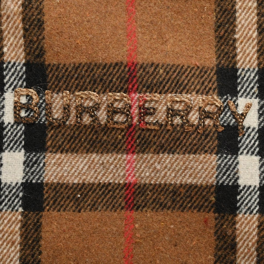 Burberry Checked Leather Sleeve Bomber Jacket