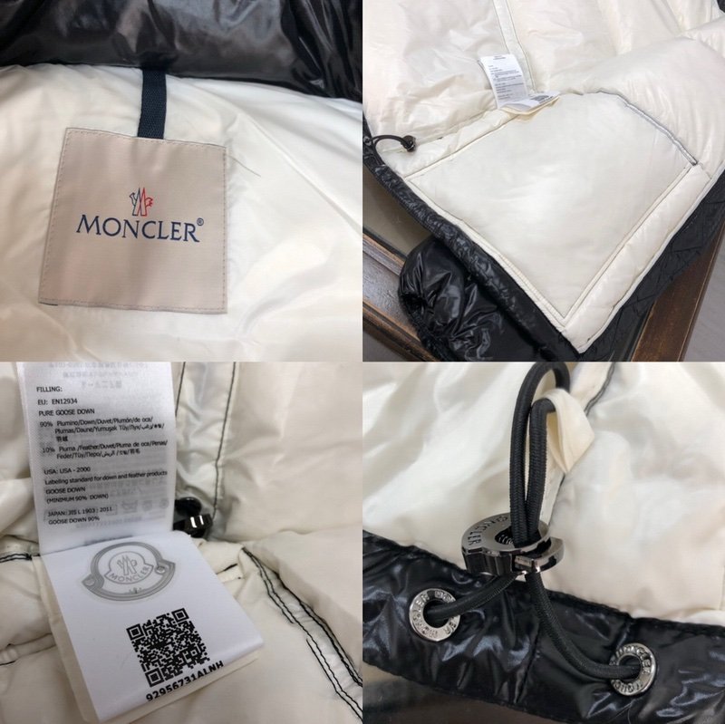 Moncler Black Abbaye Down Jacket Black/White