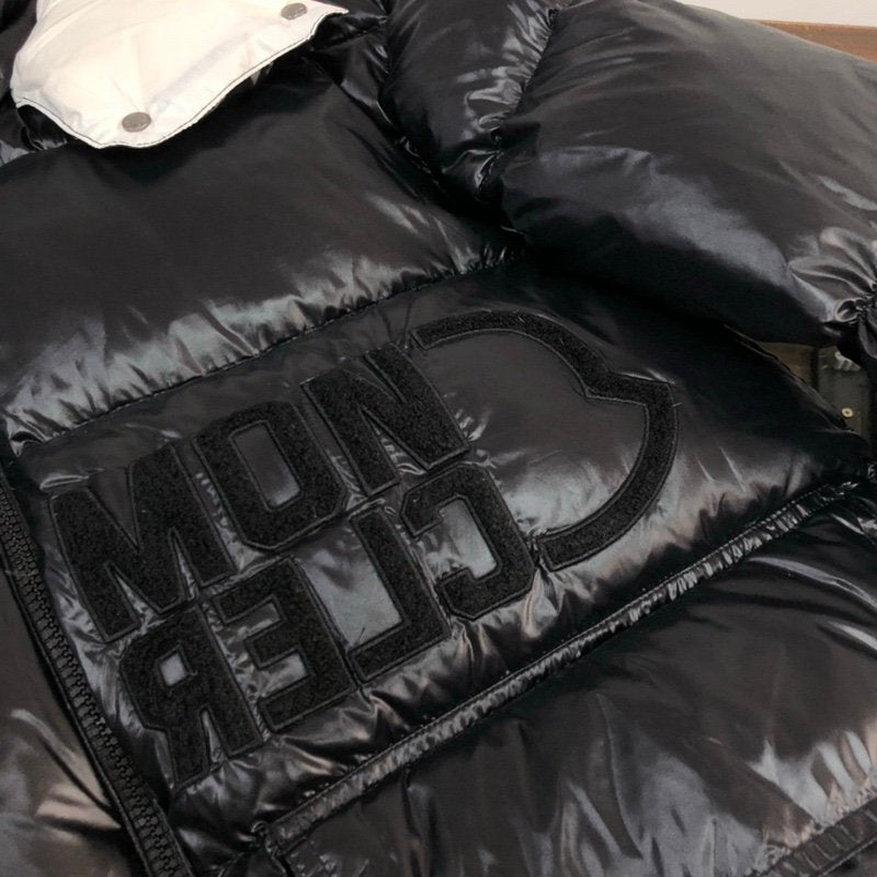 Moncler Black Abbaye Down Jacket Black/White