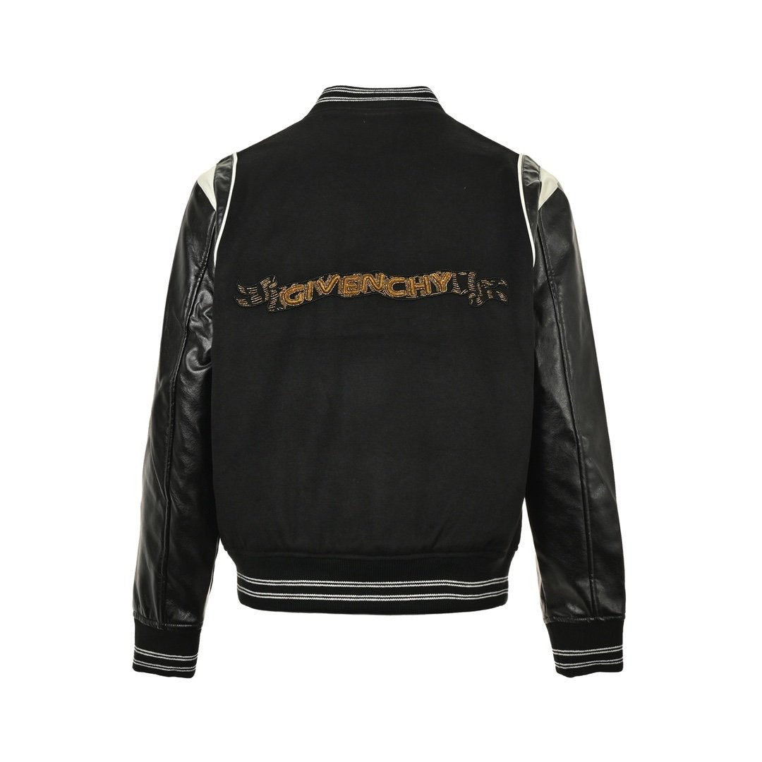 Givenchy Varsity Jack In Cotton Black Leather
