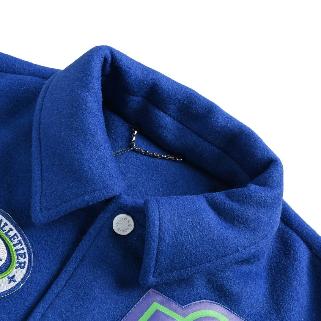 Louis Vuitton Embroidered Varsity Blouson Blue