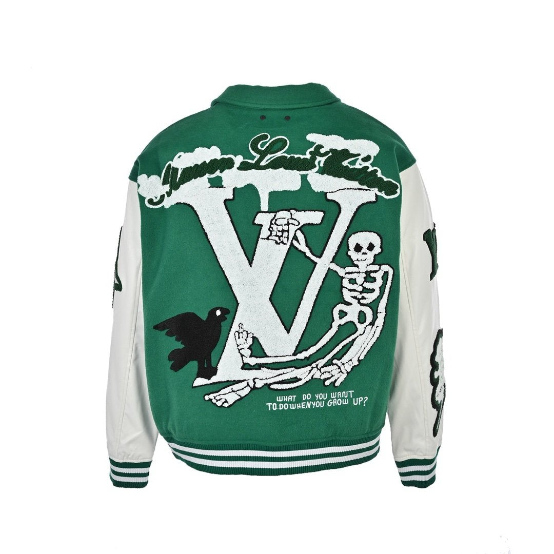 Louis Vuitton Varsity Leather Jacket Green