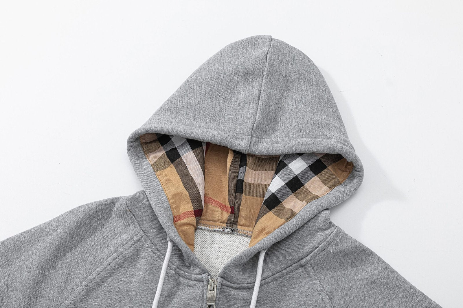 Burberry Check Zip Hoodie Grey