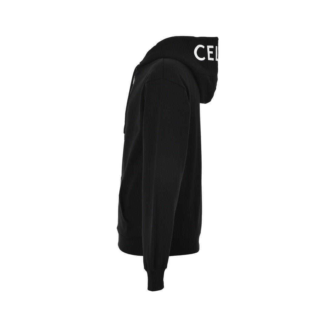 Celine Capuchon Logo Zip Up Black