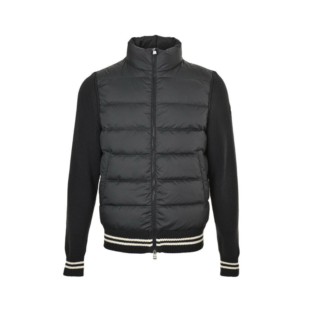 Moncler Padded Cotton Cardigan In Black