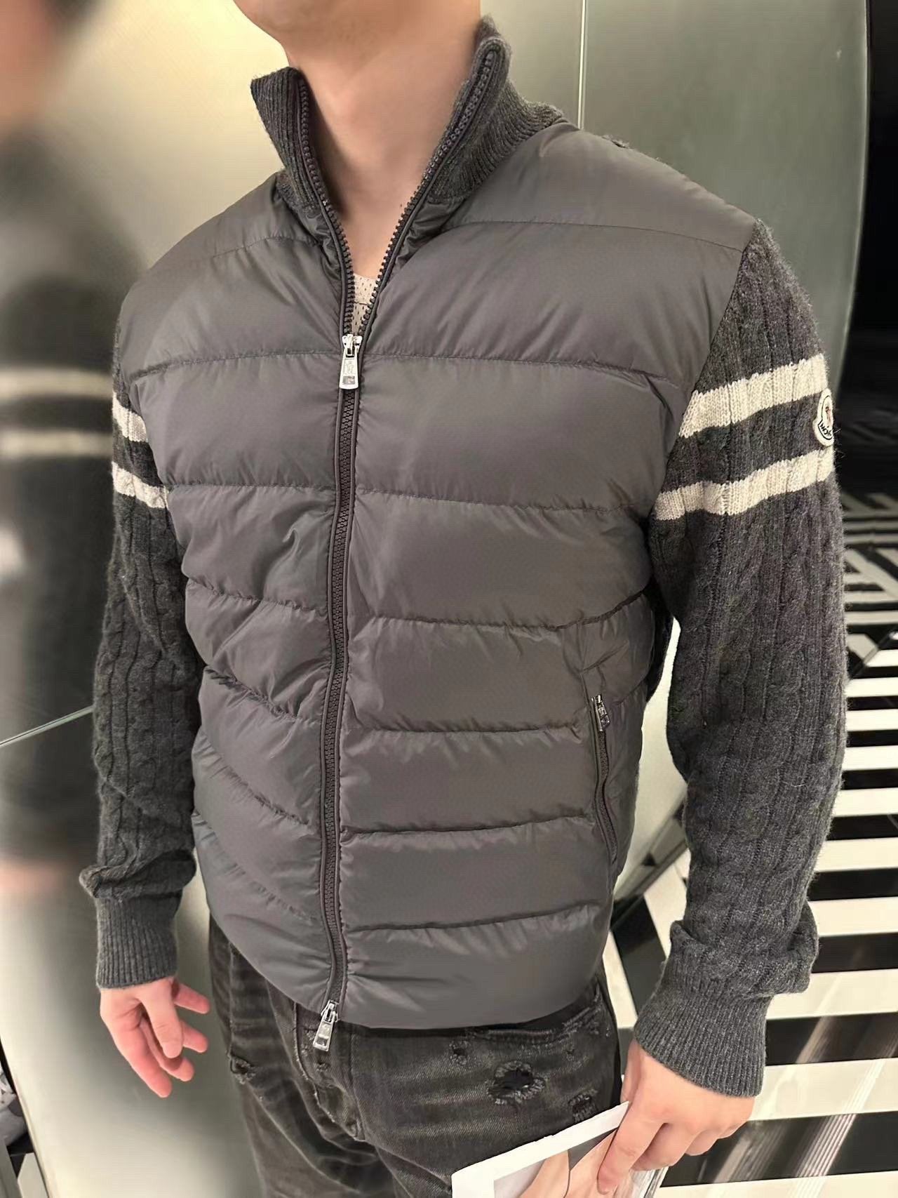 Moncler Padded Wool Zip Up Cardigan