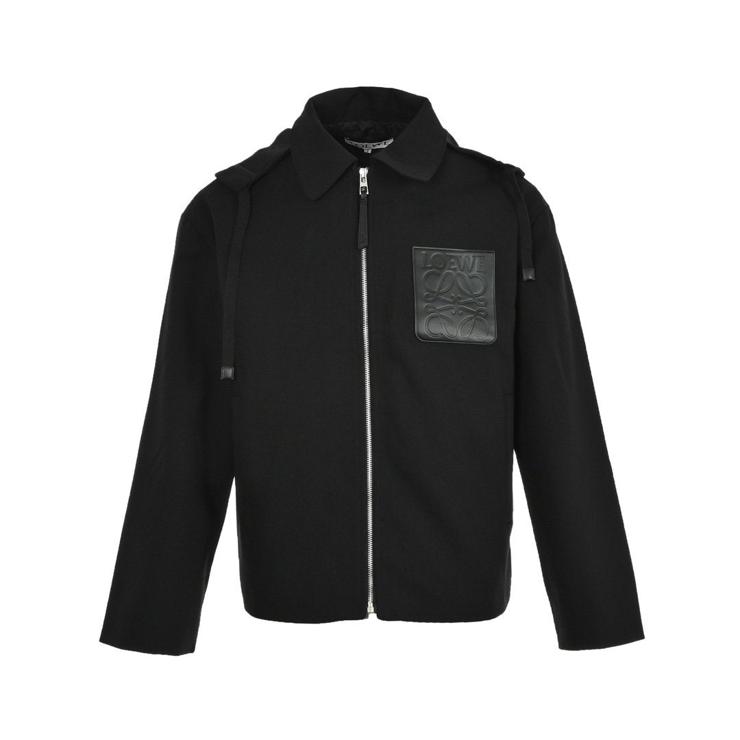 Loewe Hooded Anagram Zip Parka In Black