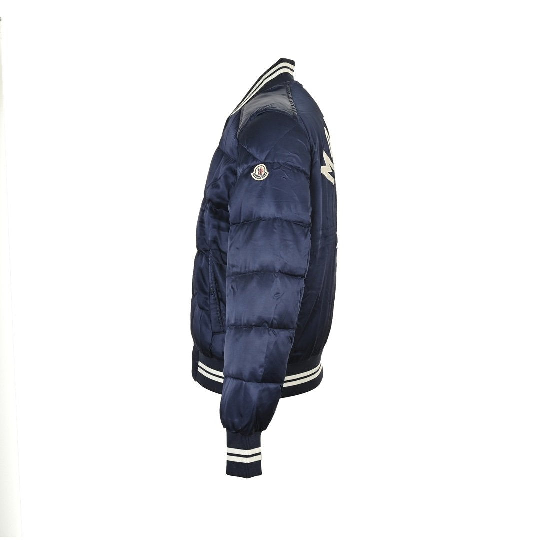 Moncler Dives Satin Padded Bomber Jack Navy
