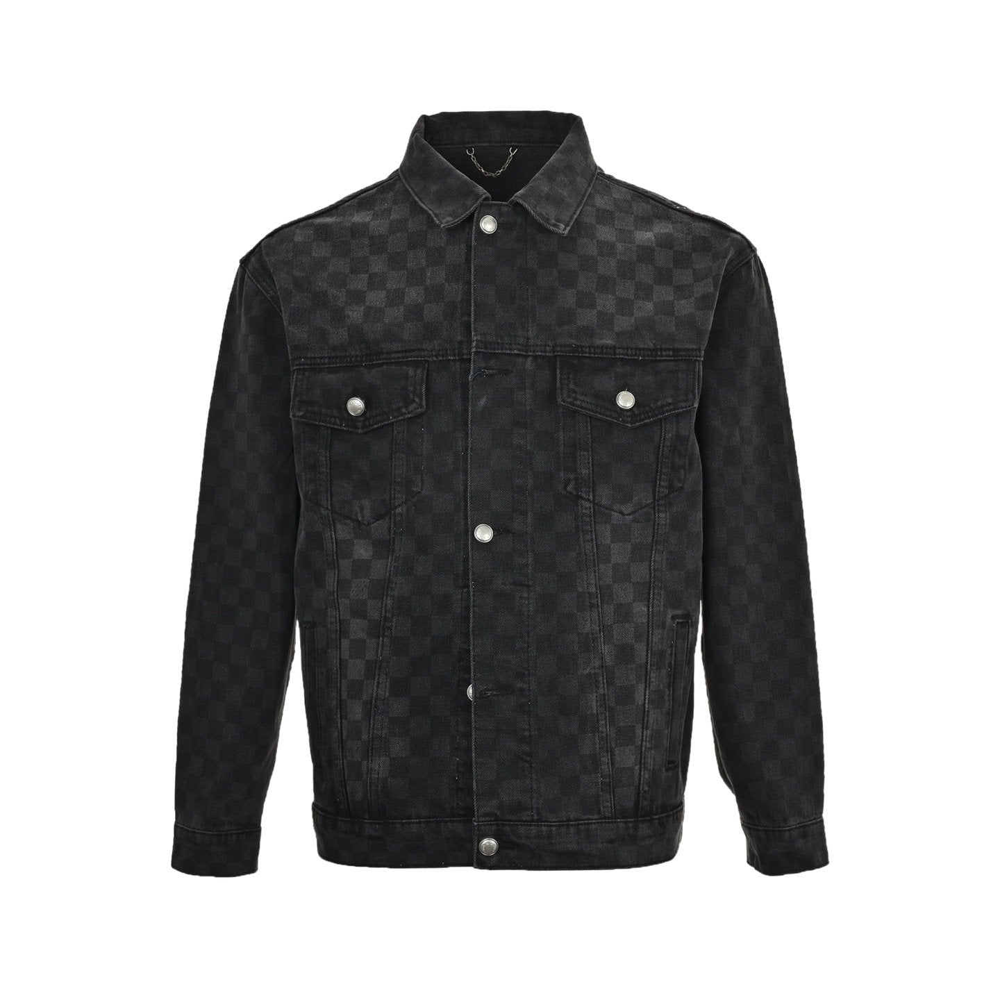 Louis Vuitton Flocked Damier Denim Trucker Jacket Black