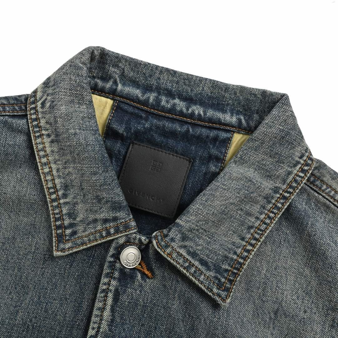 Givenchy Distressed Pleated Denim Jacket