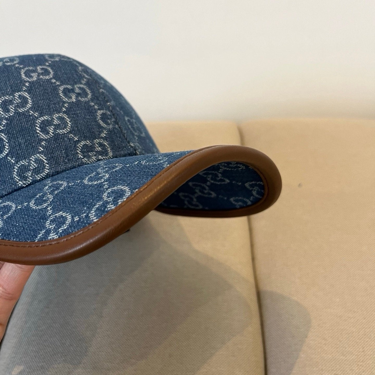 Gucci GG Denim Baseball Cap Blue White