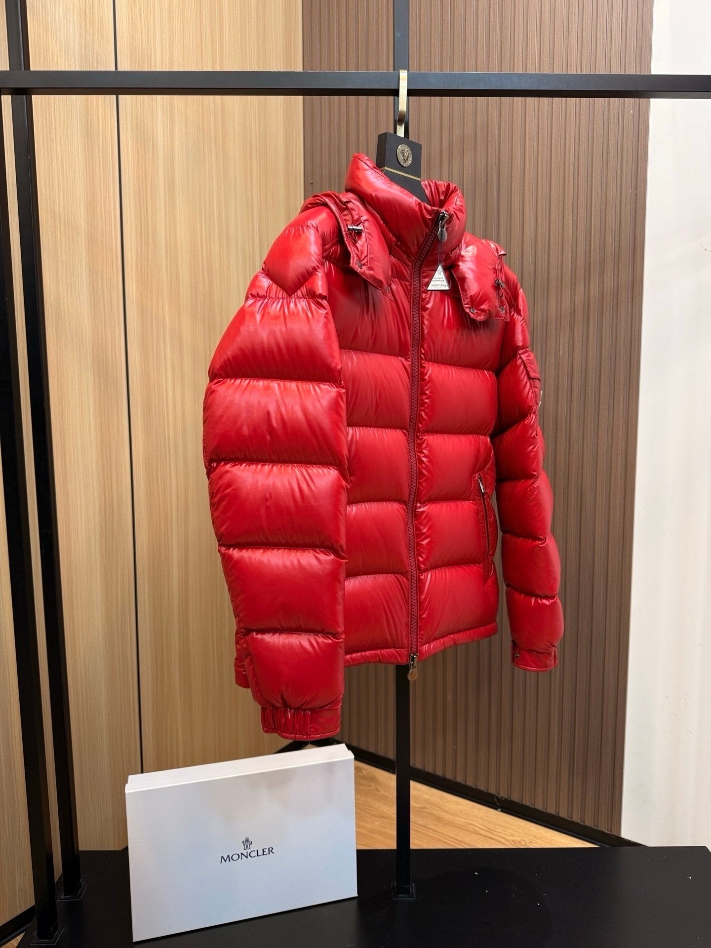 Moncler Maya Hooded Down Jacket Red