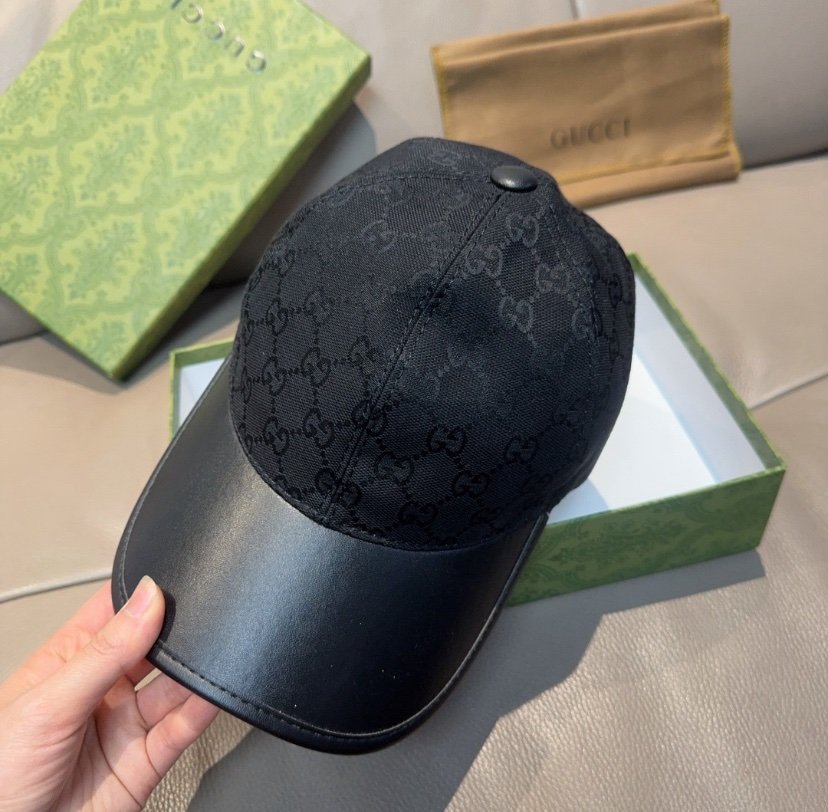 Gucci GG Monogram Canvas Cap In Black