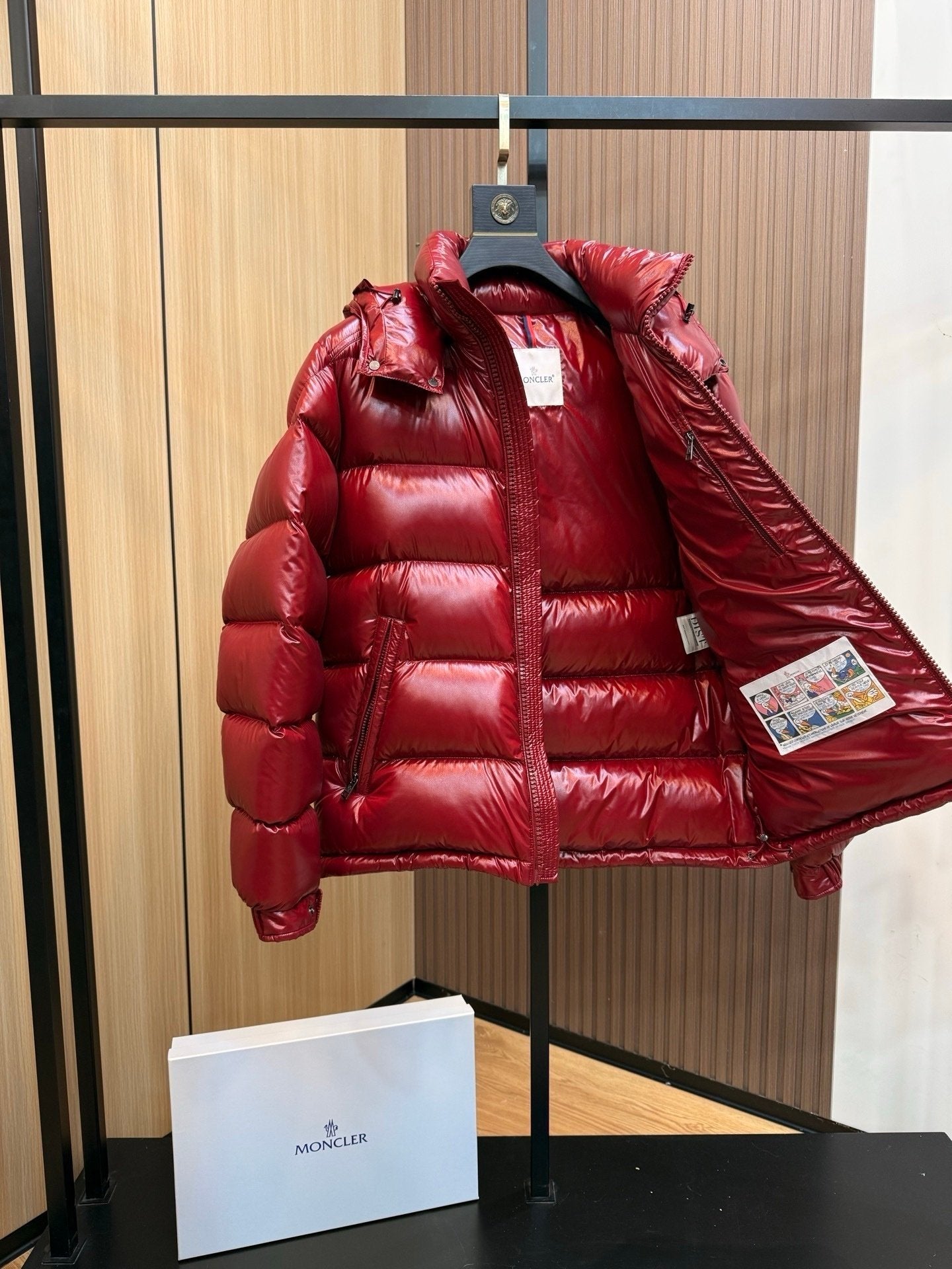 Moncler Maya Hooded Down Jacket Burgundy